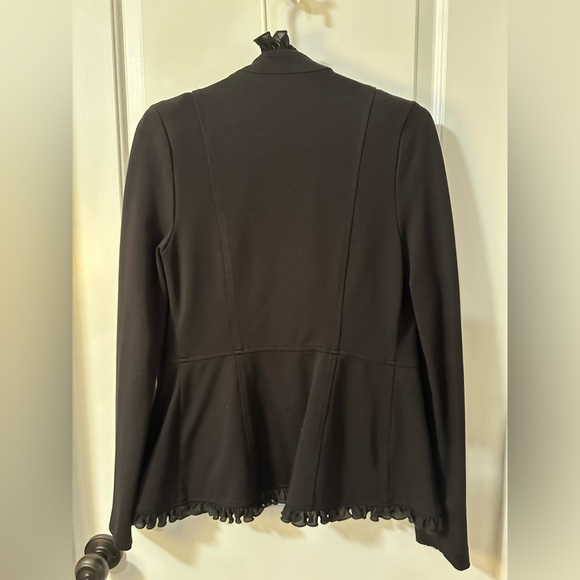Joseph Ribkoff Black Blazer; frilled edges and buttons (very flattering) -Size 6 - Picture 2 of 3